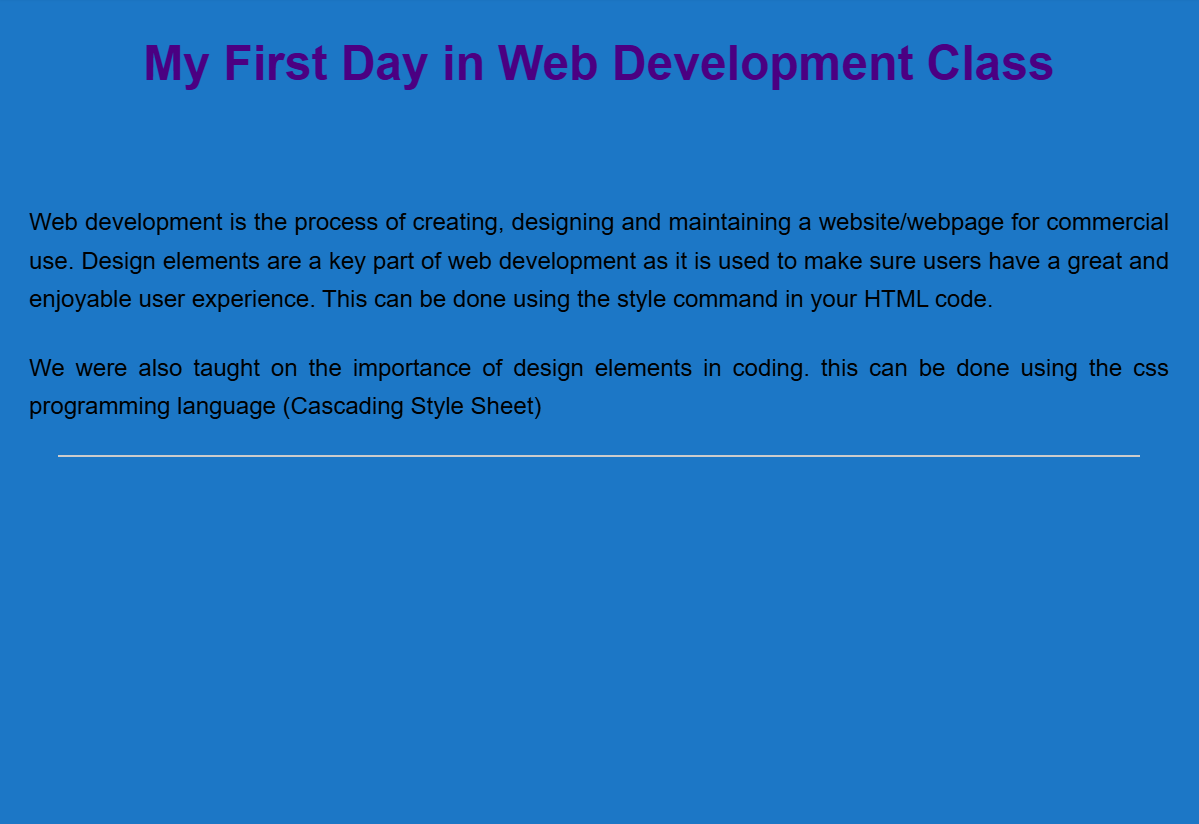 First day in class screenshot